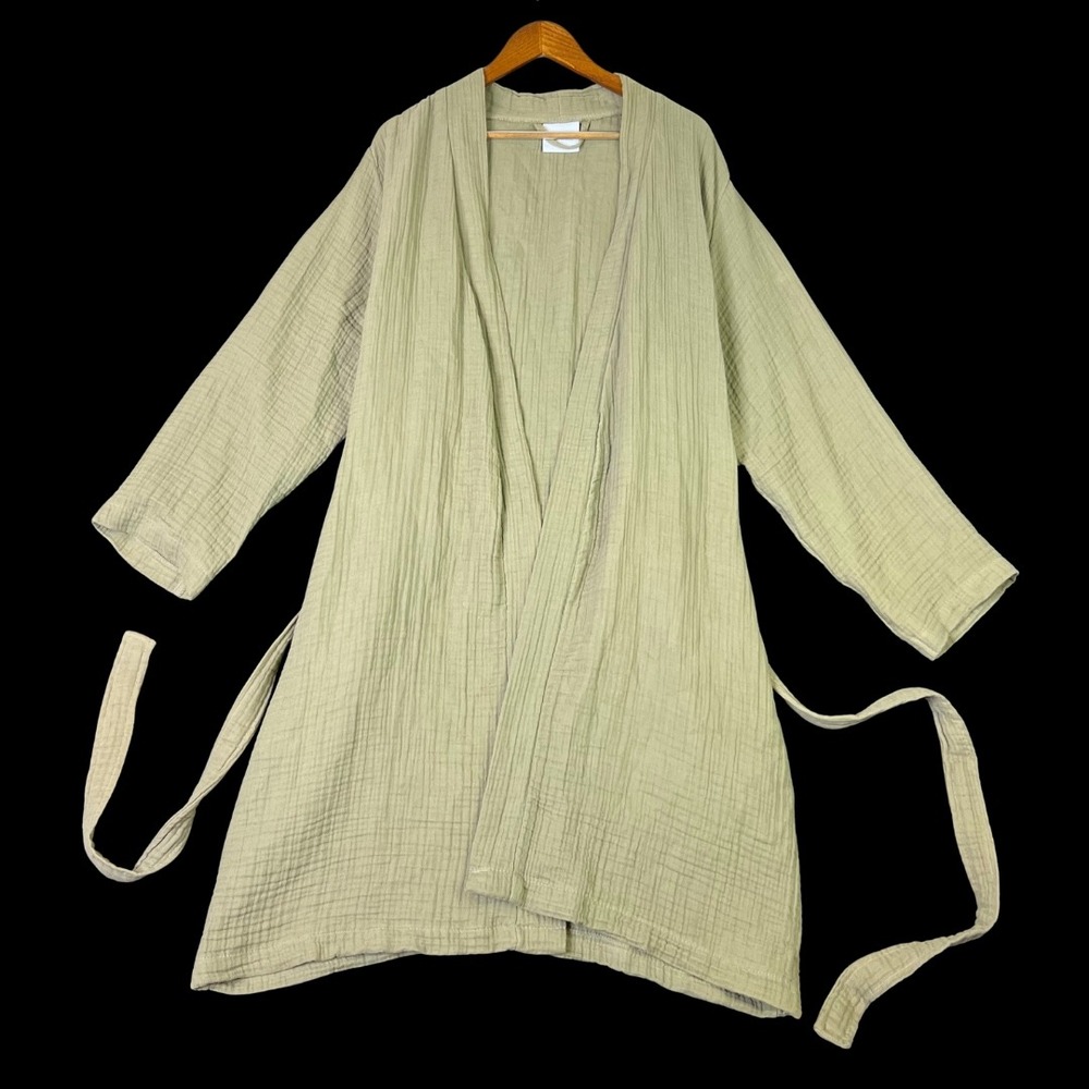 Parachute Cloud Cotton Robe Organic XL Moss Green Gauze Muslin Bathrobe